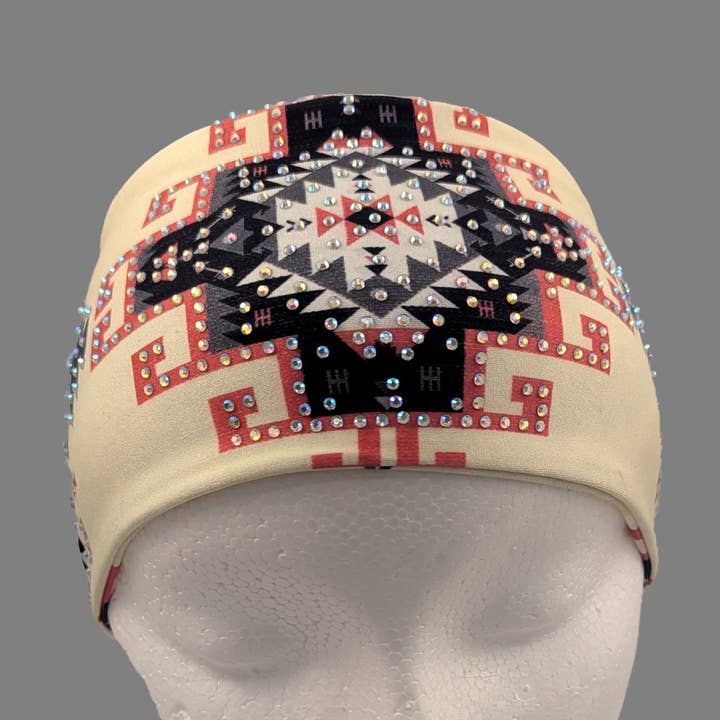 Gem City Attire - Wholesale Fashion Headband - Women's - HW145R - Red Aztec head wrap0