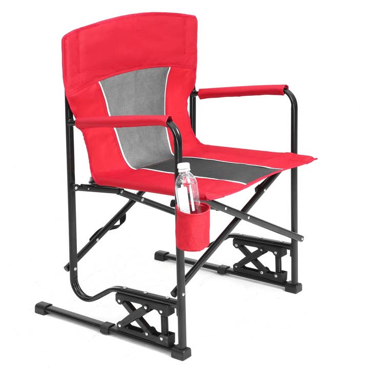 39F Inc. - Wholesale Folding Chair - Portable Outdoor Rocking Chair with Drink Holder Red3
