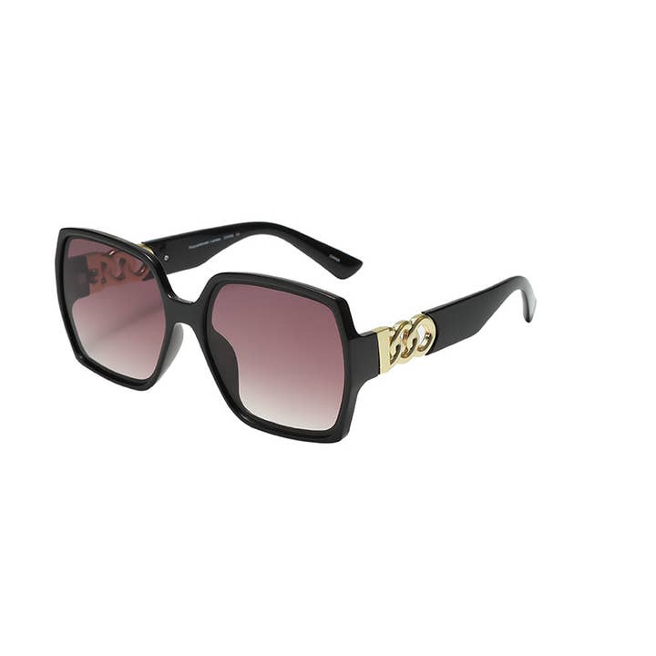 Prime Opticals - Wholesale Sunglasses - Women's - F3134, Large Frame with Small Gold Chain Design Arm3