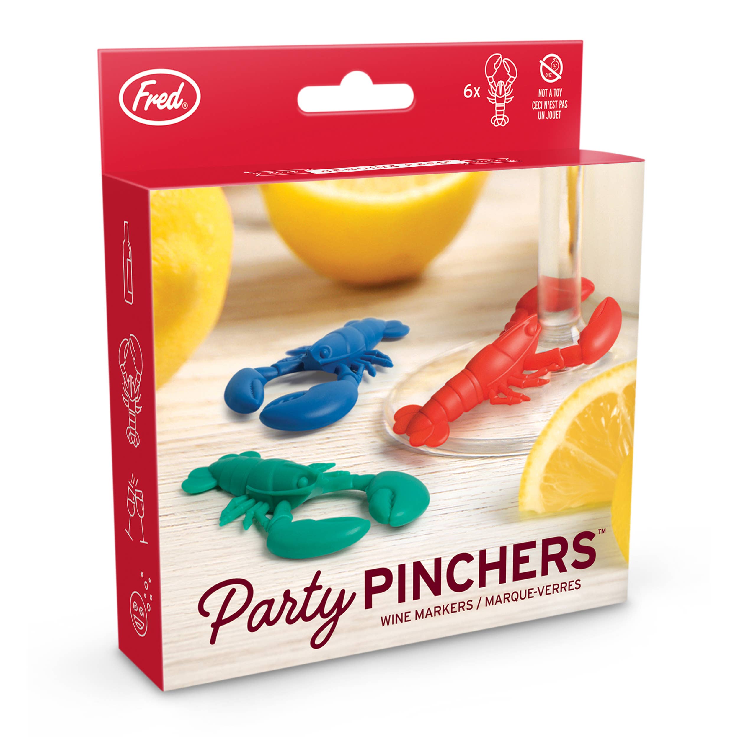 Fred & Friends - Wholesale Wine Charm - PARTY PINCHERS - Lobster Drink Markers - Set of 67