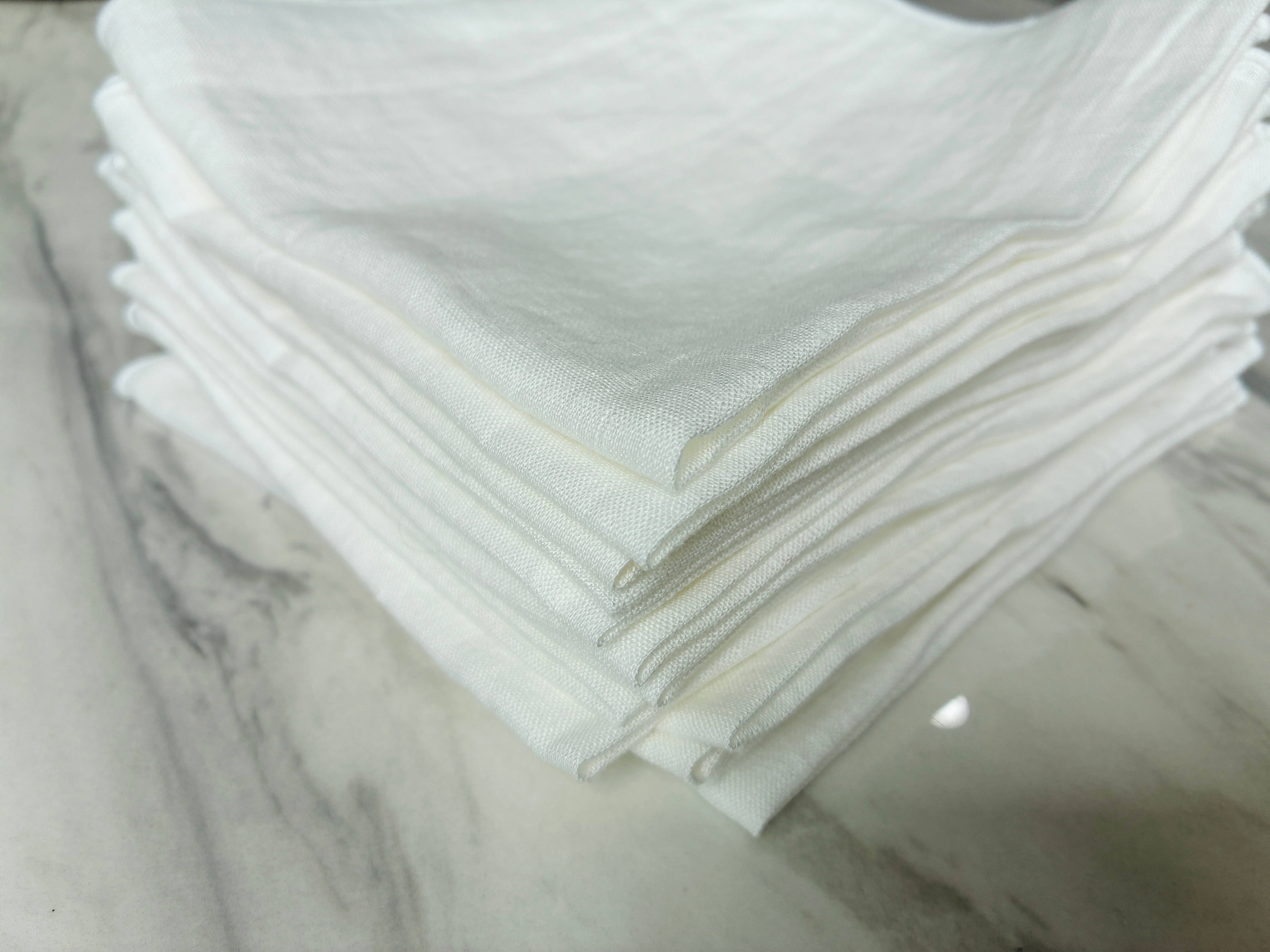 Belle Linen – wholesale Näsduk - Unisex – 100% Premium Vit Linne Näsduk Servett Handduk4