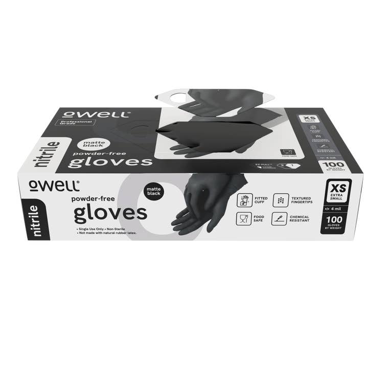 OWELL Black 4mil Nitrile Disposable Gloves (100 Count) for wholesale by OWELL LLC