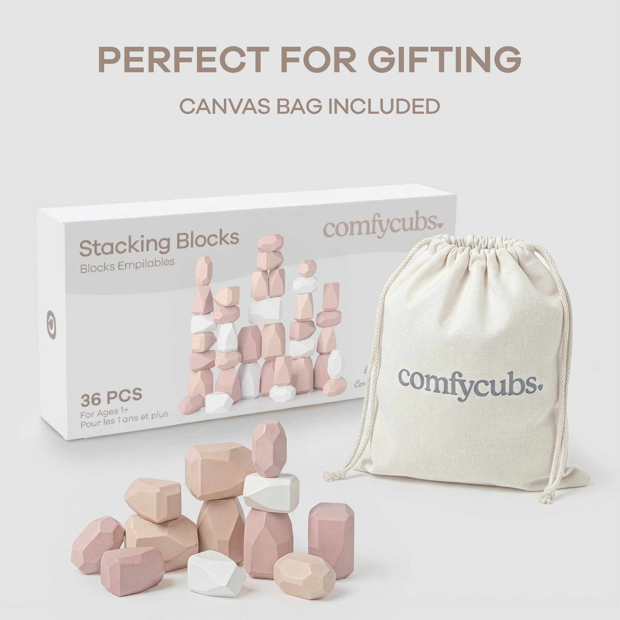 Comfy Cubs – Großhandel Bauklötze – Kind & Baby – Steine stapeln, 36 Stück Holzstapelsteine von Comfy Cubs20