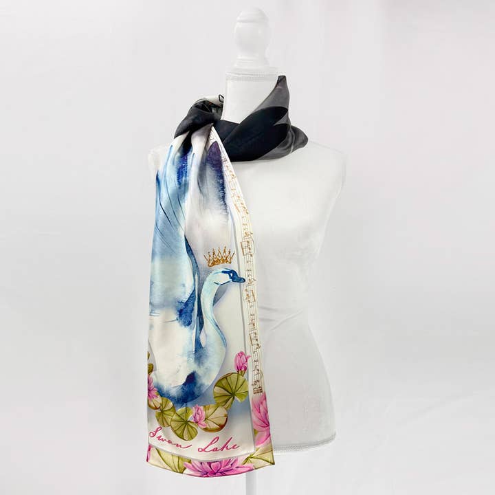Swan Lake Oblong Silk Scarf Ballet Music Tchaikovsky for wholesale by Opera Scarves
