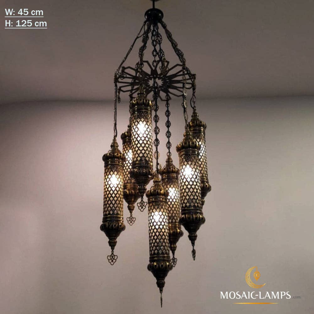Mosaic Lamps – wholesale Chandelier/hanging light – 7pc Moroccan Chandelier Lighting Set, Metal5