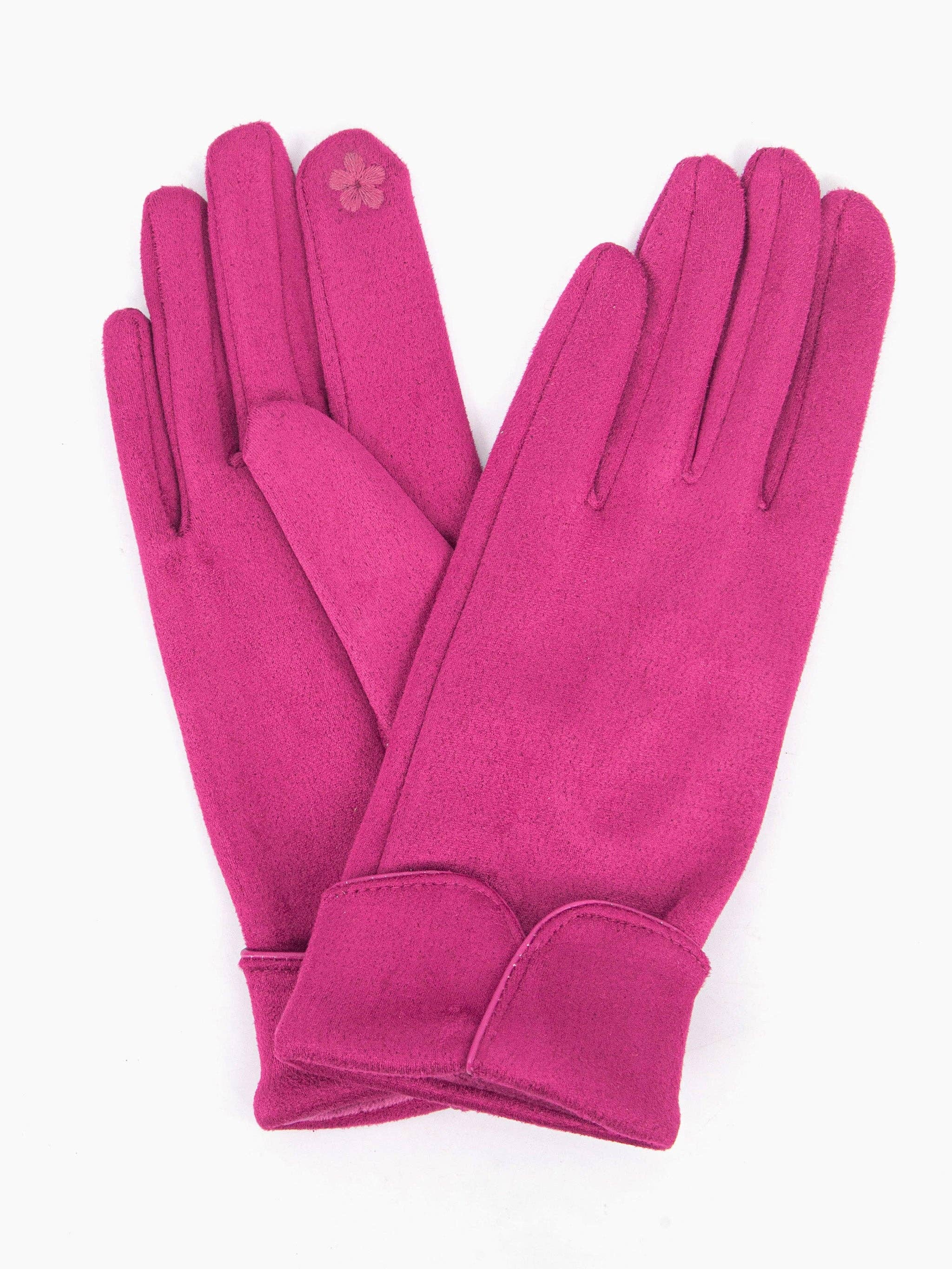Sarta Accessories - Vendita all'ingrosso Guanti - Donna - Guanti in velluto con polsino smerlato - Fucsia2