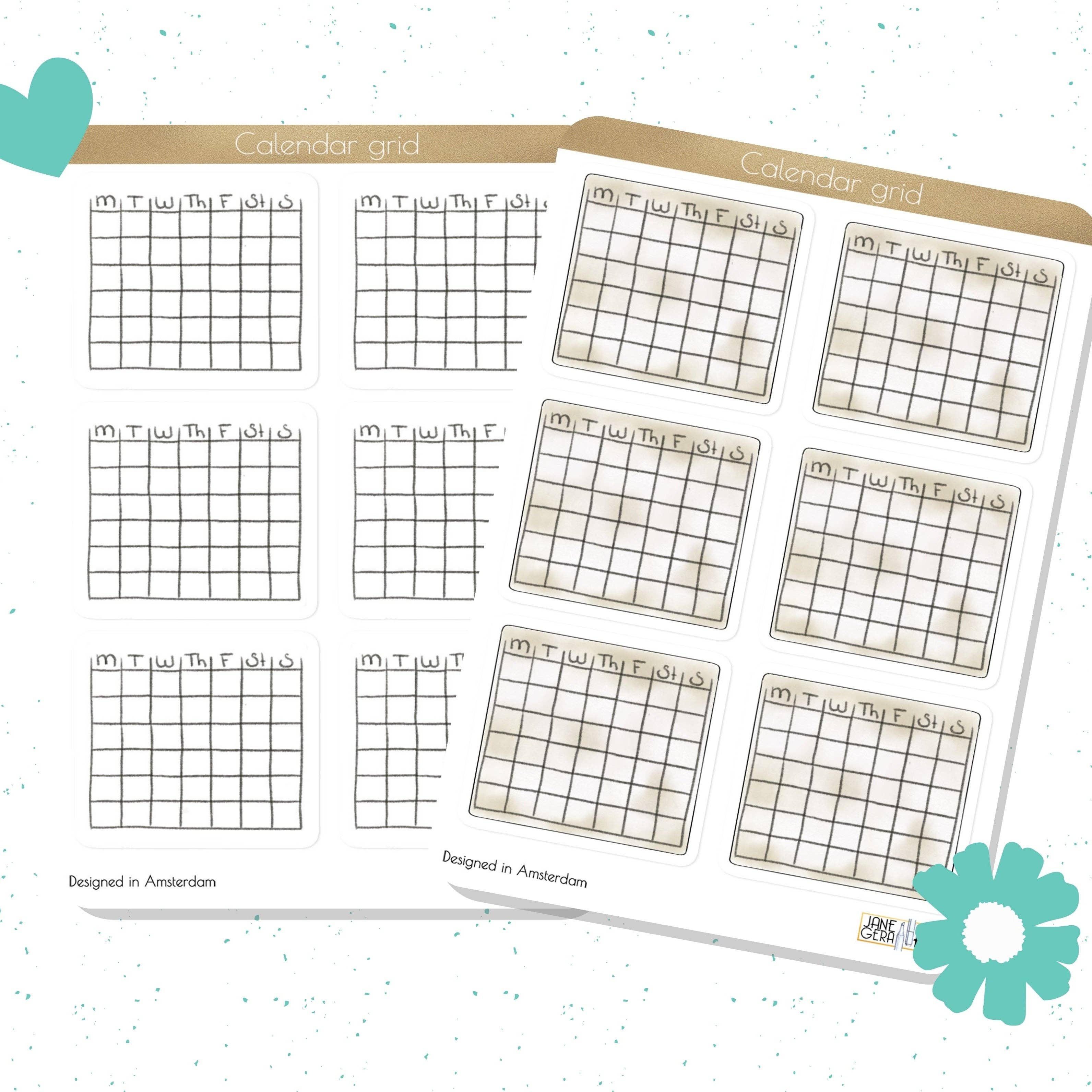 Art Bujo Boutique - Wholesale Sticker - Blank calendar grid planner stickers5