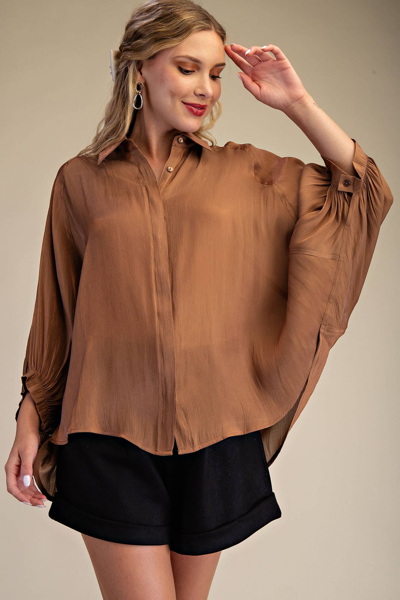 Glam - Wholesale Button Down Shirt - Women's - Button Front Shirt2