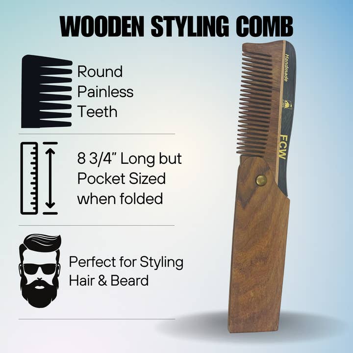 GENTS FINE GROOMING PRODUCTS - Wholesale Beard brush/comb - G.B.S Handmade Folding Wooden Hair & Beard Comb 1