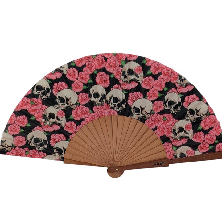 Éventail à main Calavera Skull - Collection Héritage Art dans la Vie pour la vente par Sauga