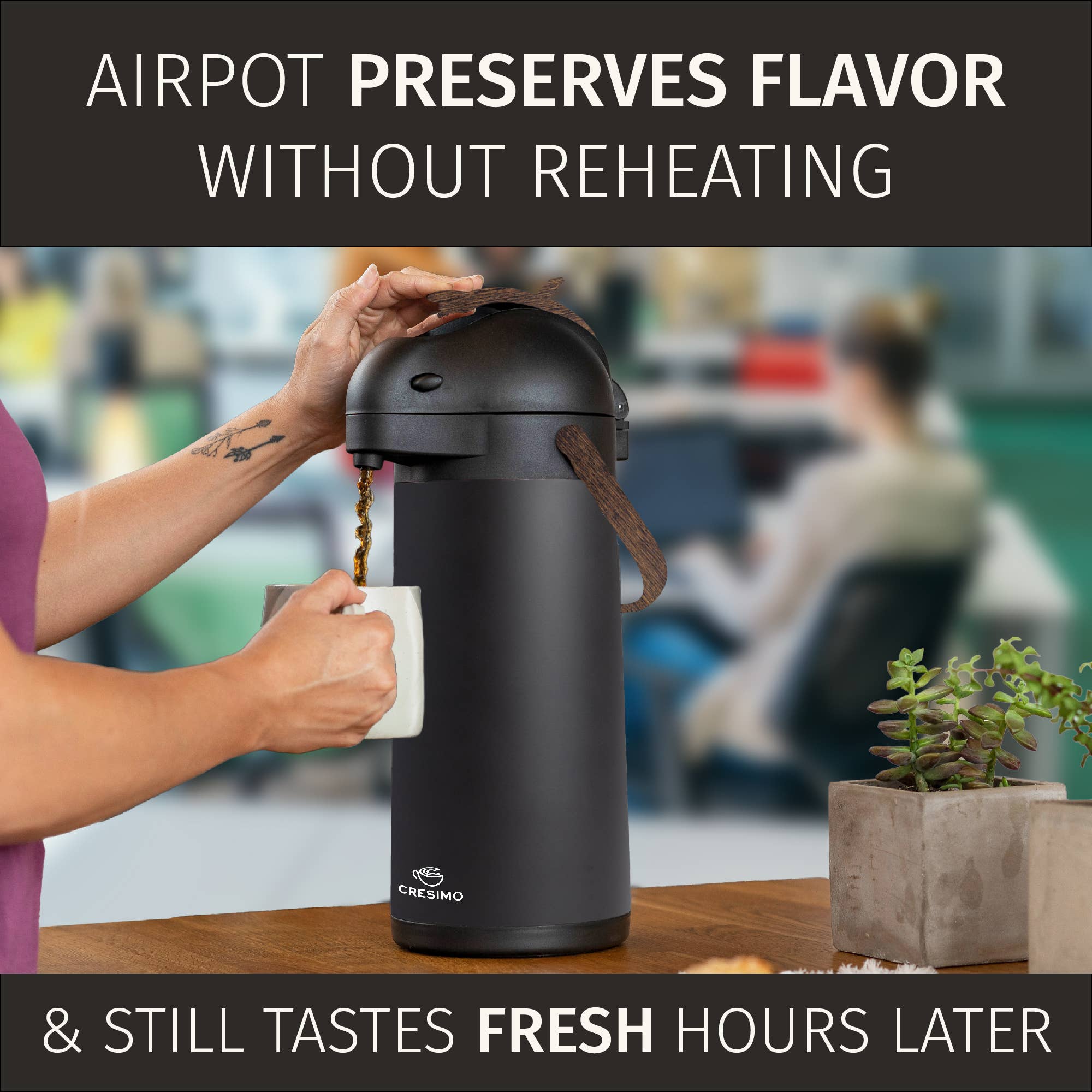Cresimo - Vente Carafe - Cresimo 3L Airpot à Café Thermique avec Finition en Bois9