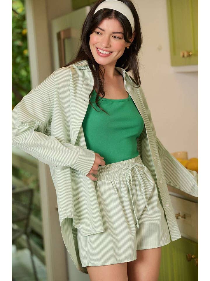 mittoshop - Wholesale Lounge Set - Women's - STRIPED SHIRT AND SHORTS SET25