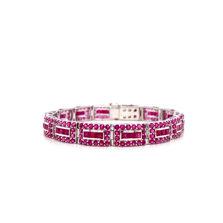 Ruby Bracelet in .925 Sterling Silver - KSD 43119 for wholesale by Kotawala Jewels