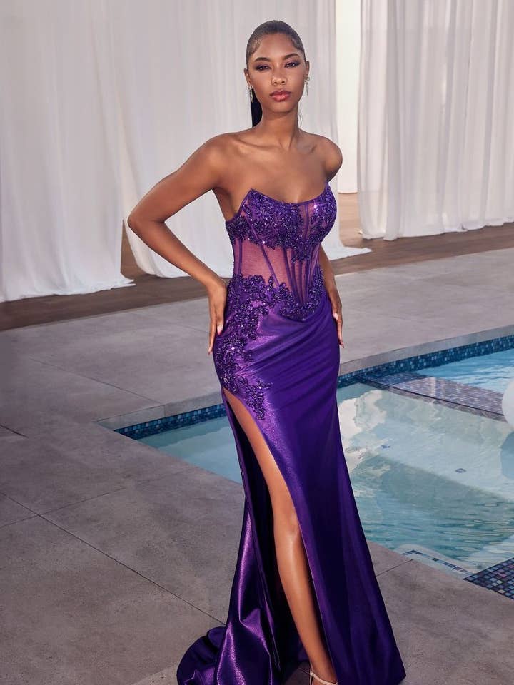 Tux-USA® - Wholesale Gown - Women's - Strapless Lace & Satin Dress6