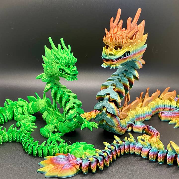 NumanPrints - Wholesale Fidget Toy - Kids - Chinese Imperial Dragon 3D Printed Articulated Toy Rainbow6