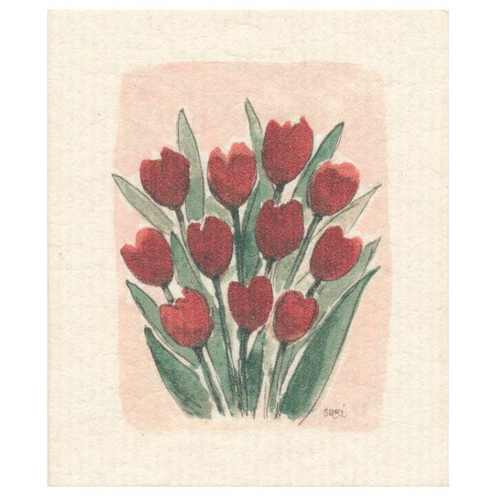Dishcloth Red Tulips for wholesale by More Joy Home