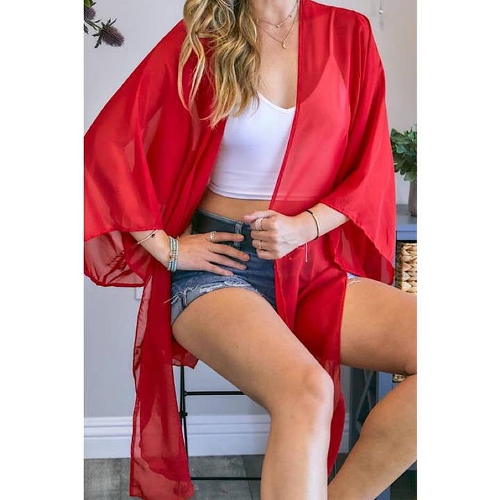 PLUS SIZE CHIFFON KIMONO CARDIGAN for wholesale by Curve Market
