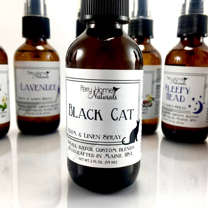 Black Cat Room & Linen Spray - Earthy and Spicy Natural Air Freshener for wholesale by Perry Home Naturals