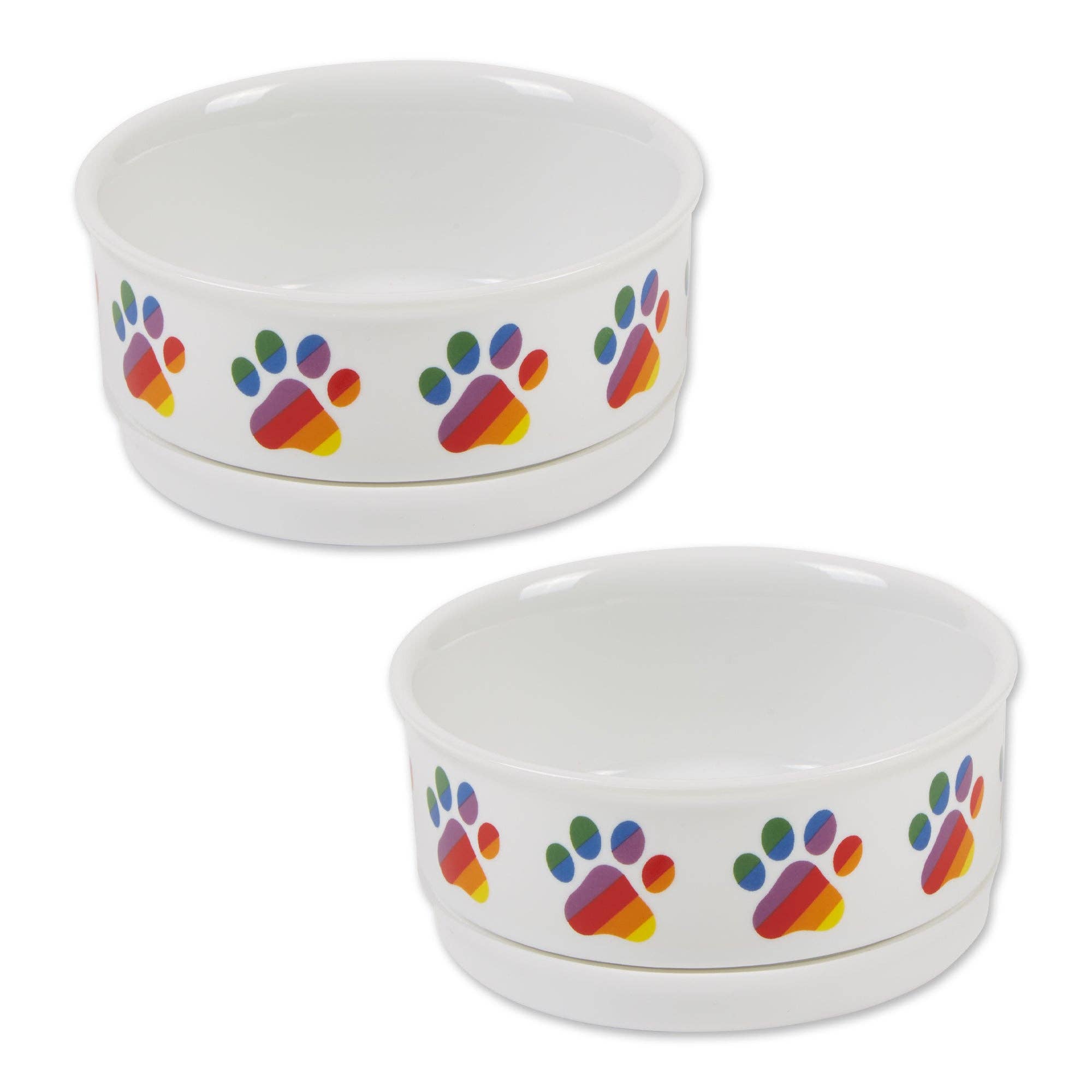 Pet Bowl Trellis Paw Gray Medium 6Dx2H (Set Of 2)