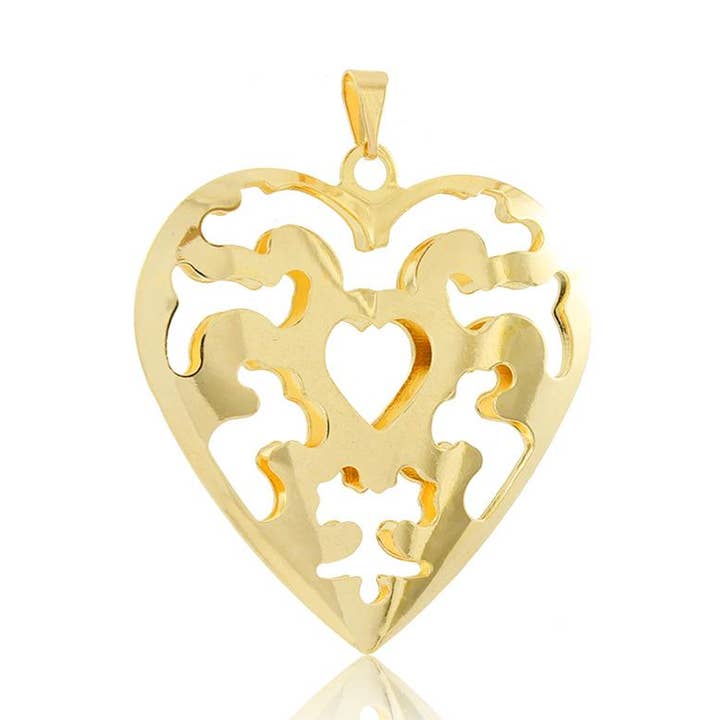 Hjerte vedhæng færdig i 18K gul guld kvinder smykker 26119 for engroshandel hos Gio Fantato