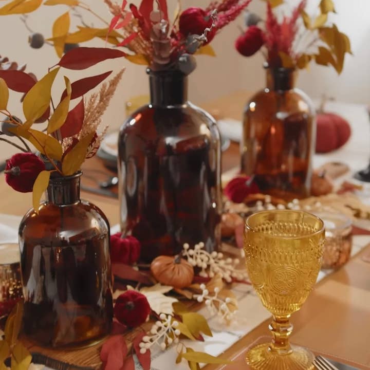 All Little Cute Things - Wholesale Vase - Large Apothecary Amber Glass Bottle Flower Vase, Centerpiece4