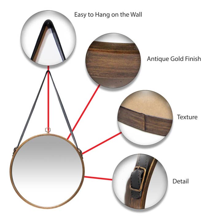 Infinity Instruments - Wholesale Wall Mirror - Farmhouse Round Brass Wall Décor Mirror 29 Inch3