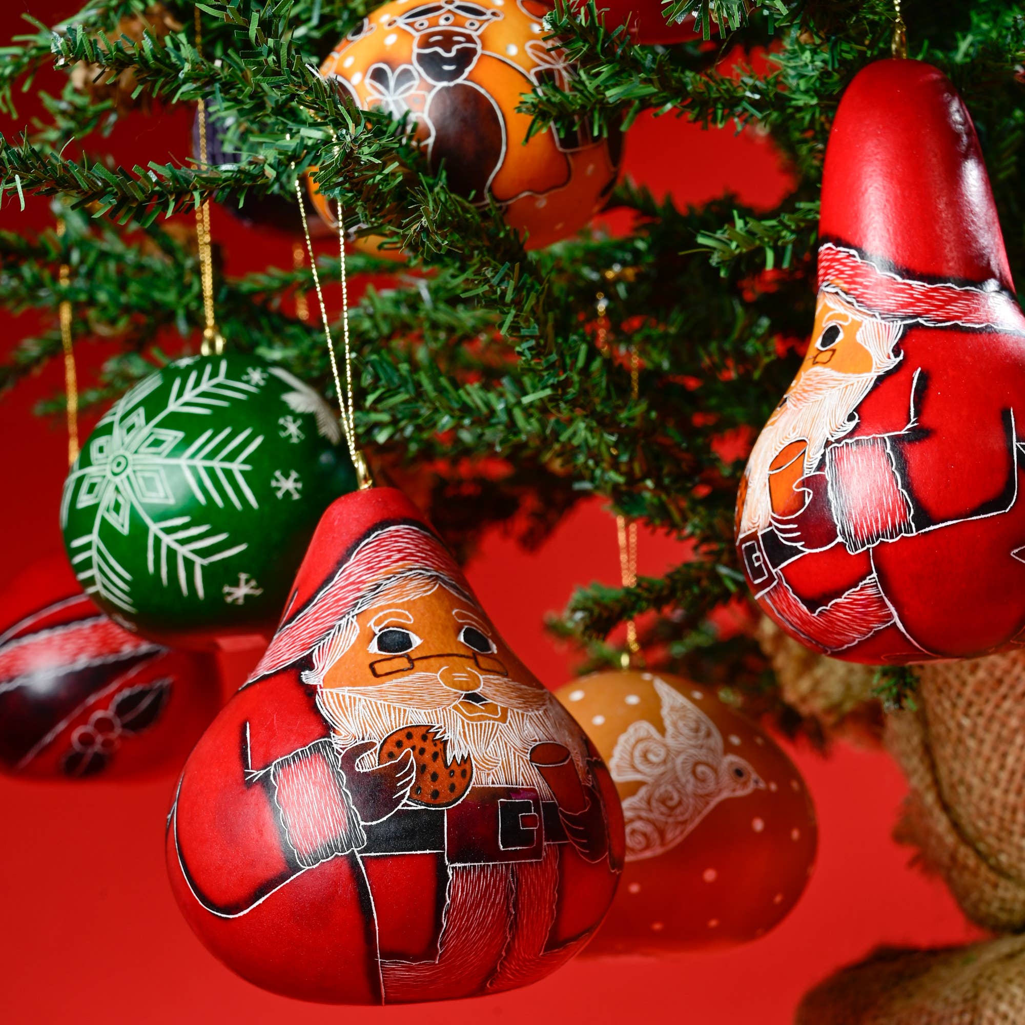 Lucuma Designs - Wholesale Ornament - Christmas Mini Mix -  Gourd Ornaments - Natural Holiday9