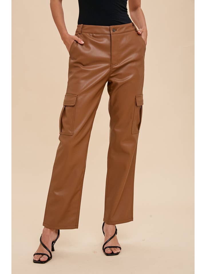 In Loom - Wholesale Pants - Women's - CARGO VEGAN LEATHER PANTS