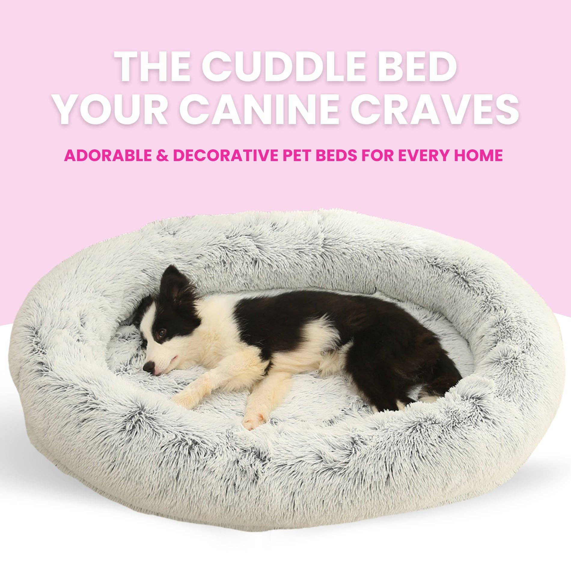 Glow Pups – wholesale Pet bed – Dog – Calming Faux Fur Dog Bed with Memory Foam Bolster13