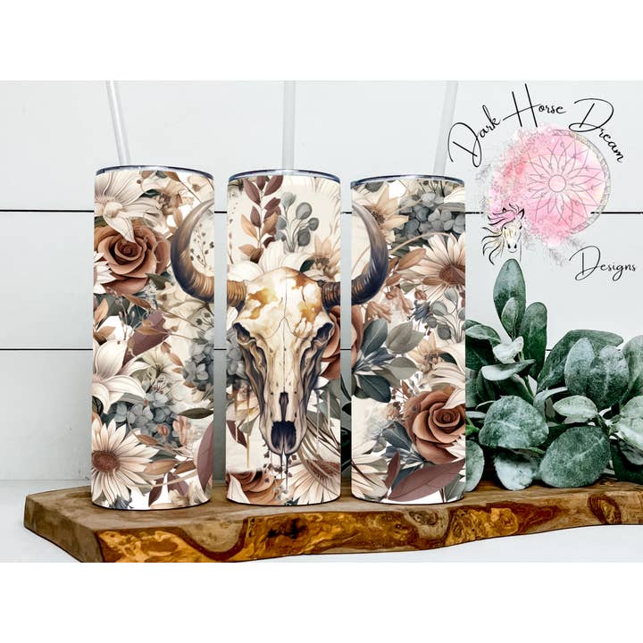 Becher Boho Cattle//Cow//Skull Western für den Großhandel von Dark Horse Dream Designs LLC