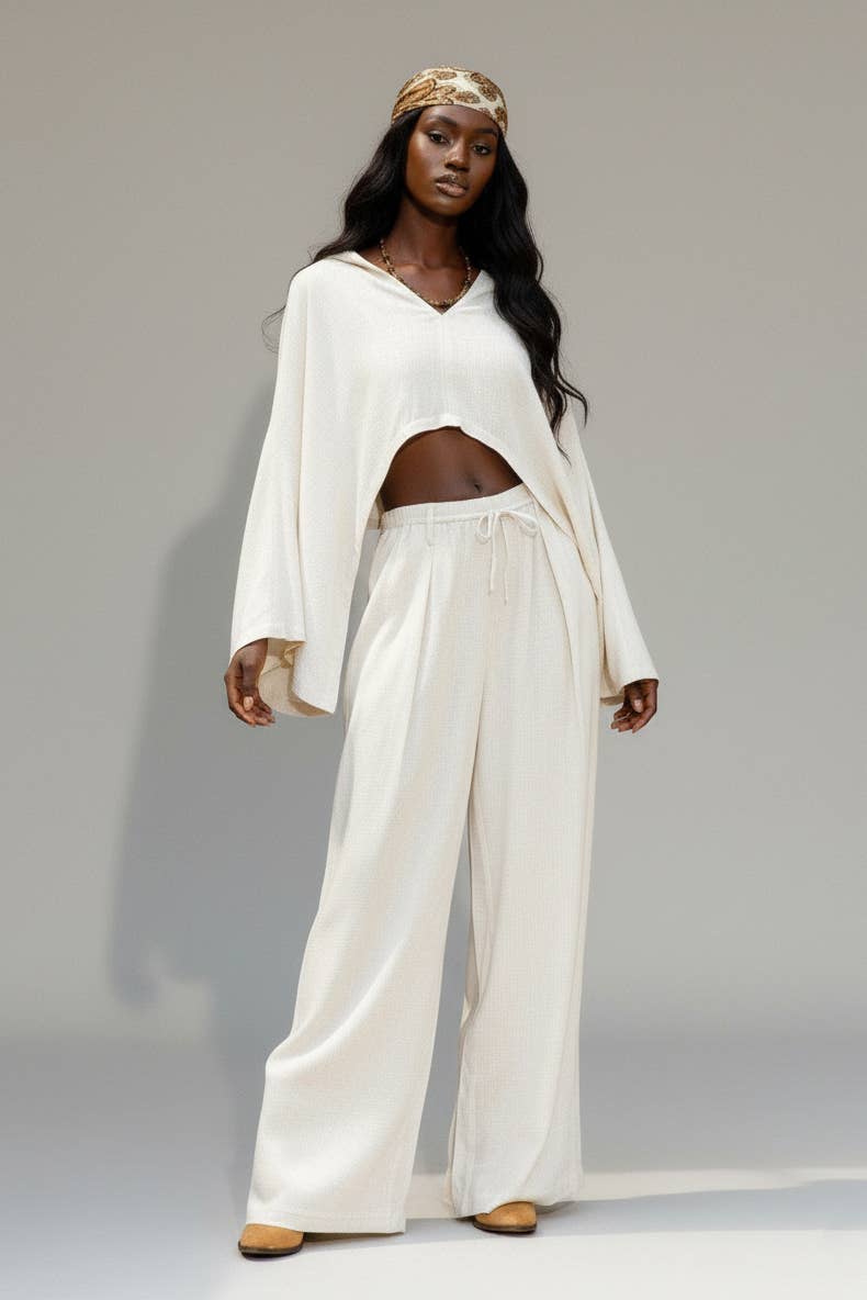 5besties inc - Vendita all'ingrosso Completo top e pantaloni (NON loungewear) - Donna - SET 2 PEZZI IN LINO TINTO UNITO0