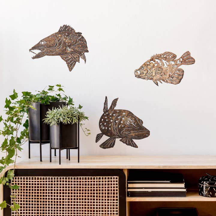 Rustic Metalz - Wholesale Wall Accent - Northern Pike Fish Wall Art Rustic Metal Fish Gift