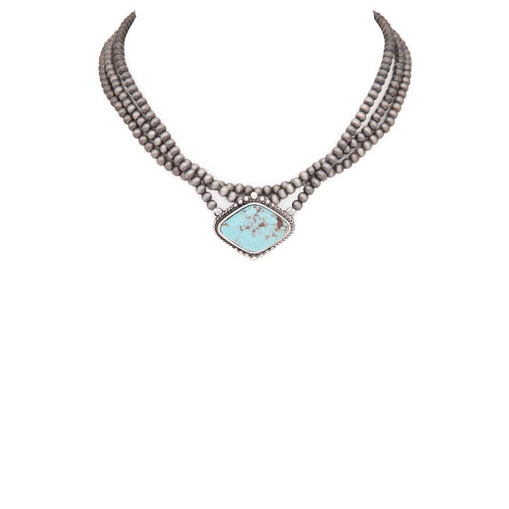 Rope & Spurs - Wholesale Pendant/Charm Necklace - Stone Pendant Beads Layer Choker Necklace