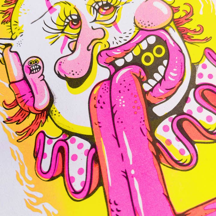 It's Not That Weird - Wholesale Art Print - Clown Riso Print3