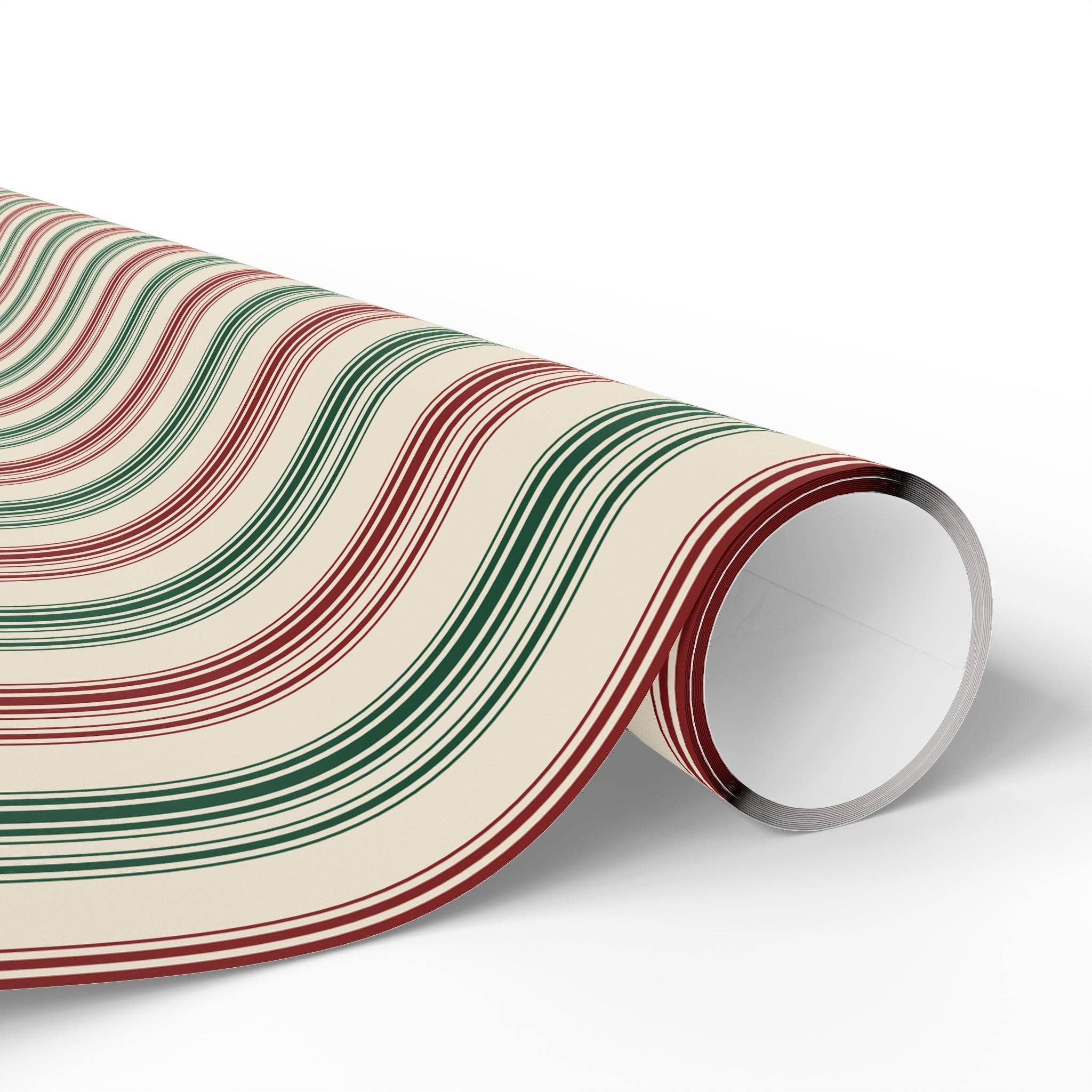 Lokipawz - Wholesale Wrapping Paper Roll - Festive Red & Green Striped Wrapping Paper2