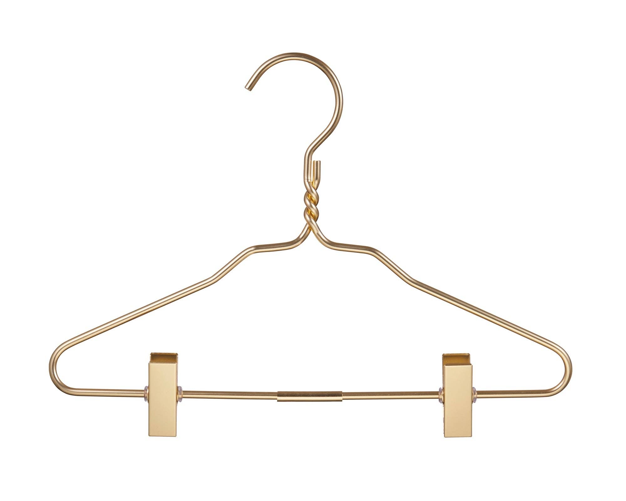 DEILSY - Wholesale Clothes Hangers - Kids Gold Aluminum Hanger W/ Clips (5 Pcs Per Paper Sleeve)9