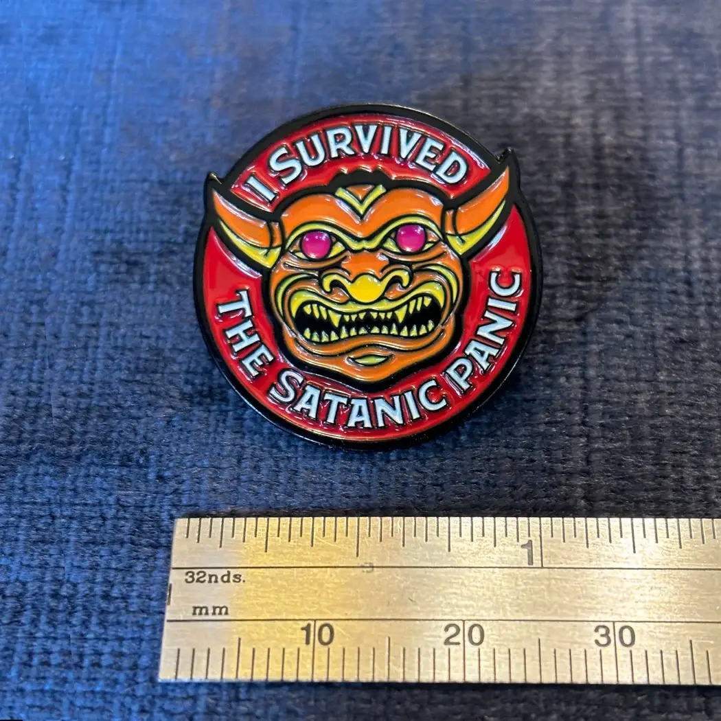 Dodecadonuts - Wholesale Lapel Pin/Button - I Survived The Satanic Panic Pin1