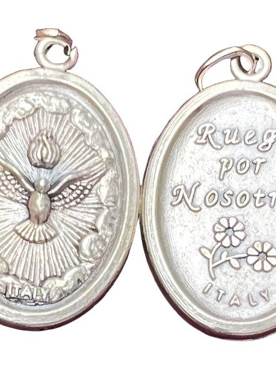OXIDIZED ITALIAN MEDAL: HOLY SPIRIT for wholesale by SAN JUDITAS RELIGIOUS ARTICLES