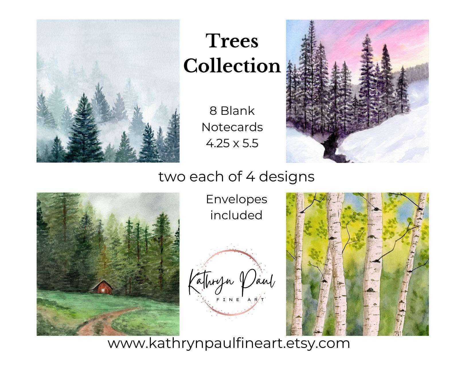 Kathryn Paul Fine Art - Wholesale Stationery/Notecard Set - Watercolor Trees Notecards: Blank Cards Set, Nature Art5