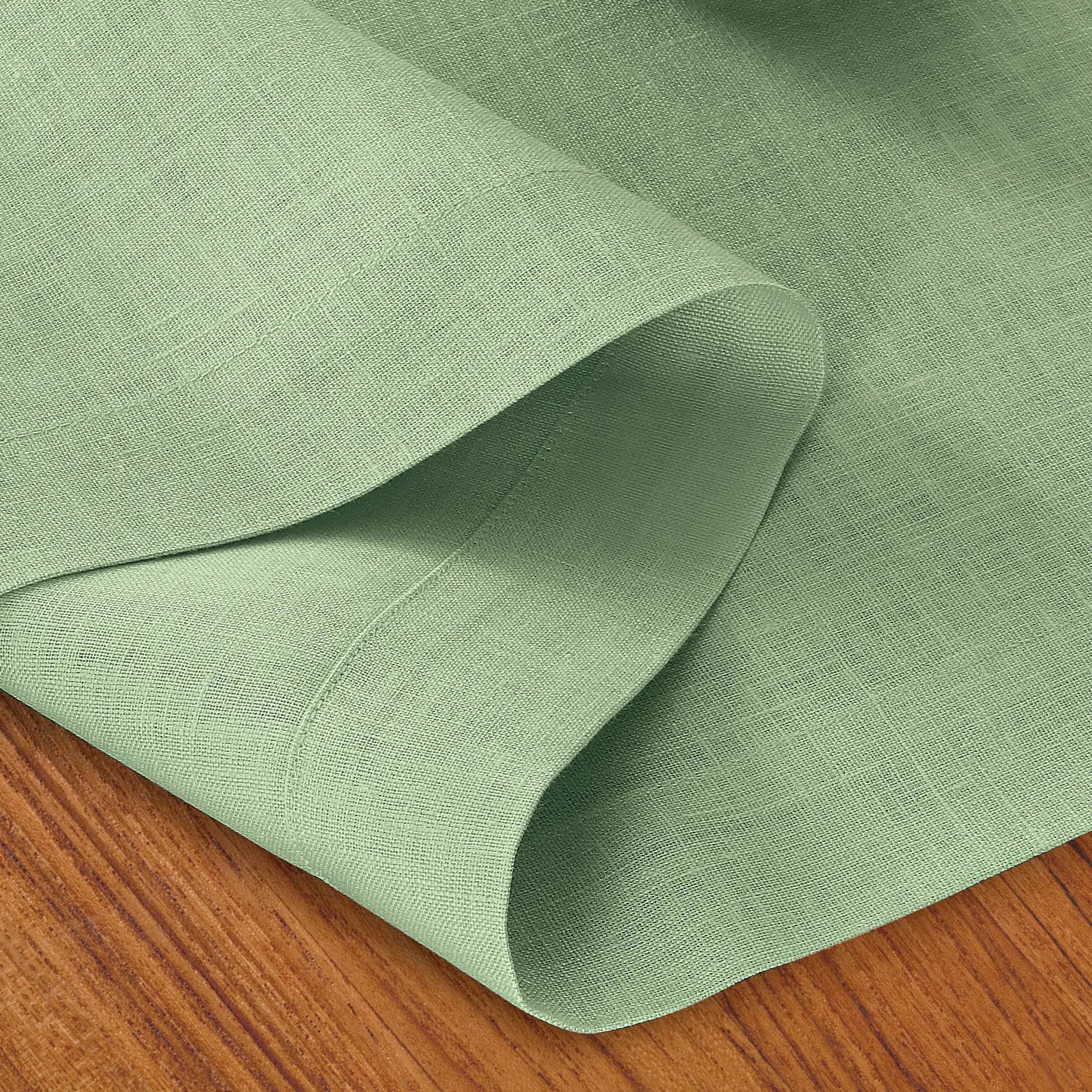 D'Moksha – wholesale Table runner – Sage Green Linen Table Runner - Mitered Corner3