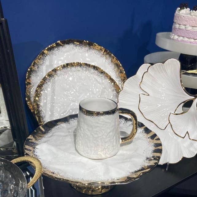 CLASSIC TOUCH DECOR INC. - Wholesale Charger Plate - Set of 2 White Porcelain Chargers with Gold Edge