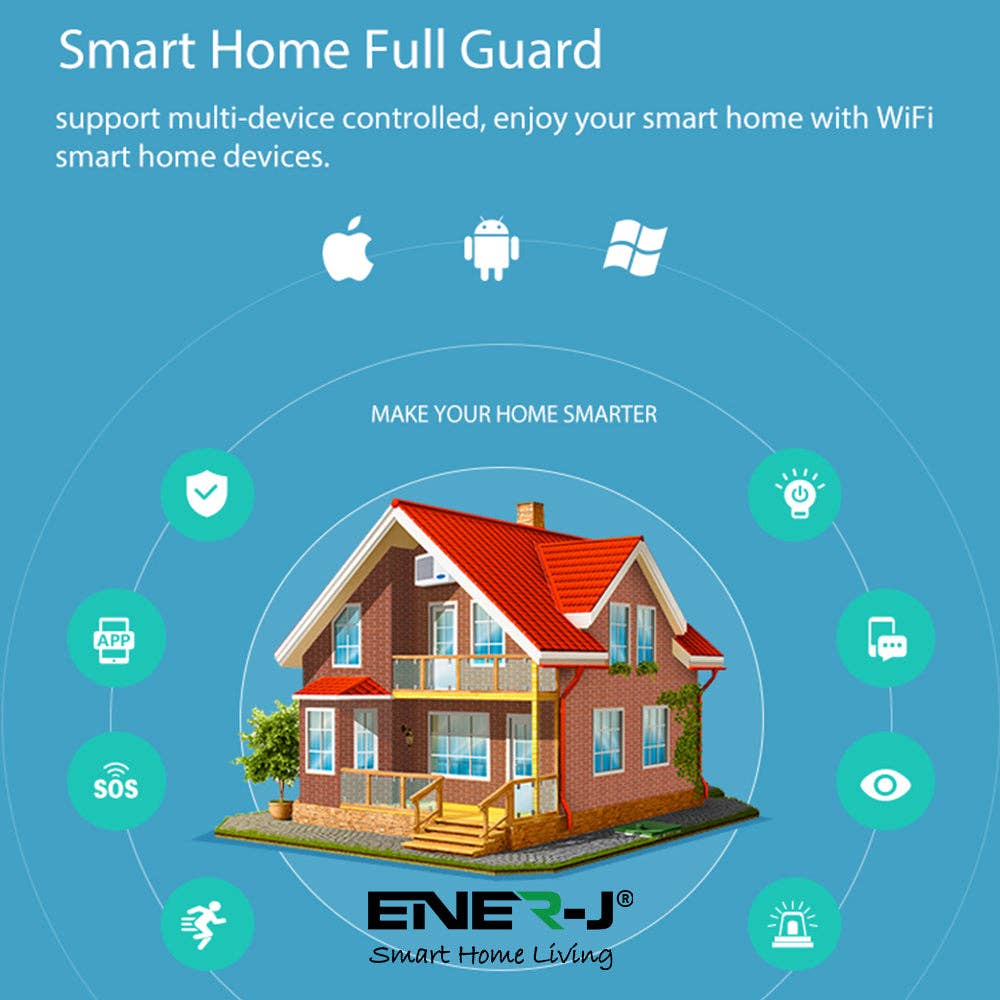 ENER-J – wholesale Safety alarm/gear – WiFi Door and Window Sensors Smart Alarm Pack of 4 No Hub15