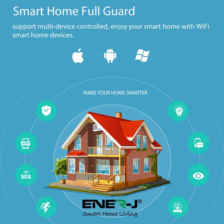 ENER-J – wholesale Safety alarm/gear – WiFi Door and Window Sensors Smart Alarm Pack of 4 No Hub15