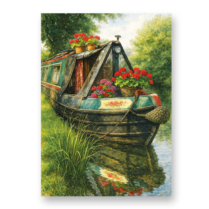 Biglietto di Auguri con Barca Stretta e Fiori in Fiore con Busta per la vendita all'ingrosso da parte di Creative Carousel Publishing