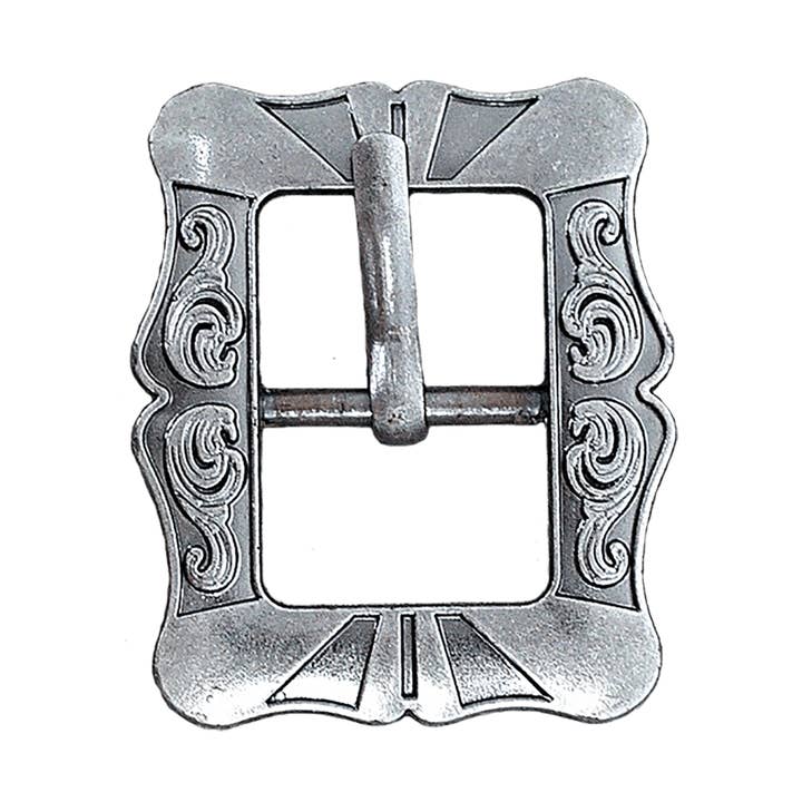 Kleine antieke zilveren unisex riemgesp in de vorm van een karretje voor wholesale door Rodeo Drive