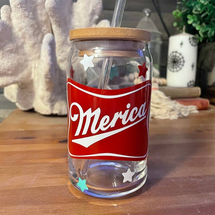 America ‘Merica Glass Can - 16 or 20 oz Miller Inspired for wholesale by Mickee Mariee