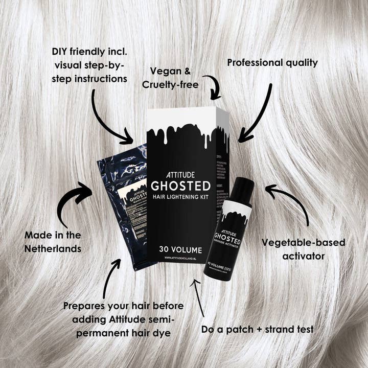 Attitude Hair Dye - Wholesale Hair Dye - Ghosted Hair Lightening Kit 20 Full Vegan, Cruelty-Free