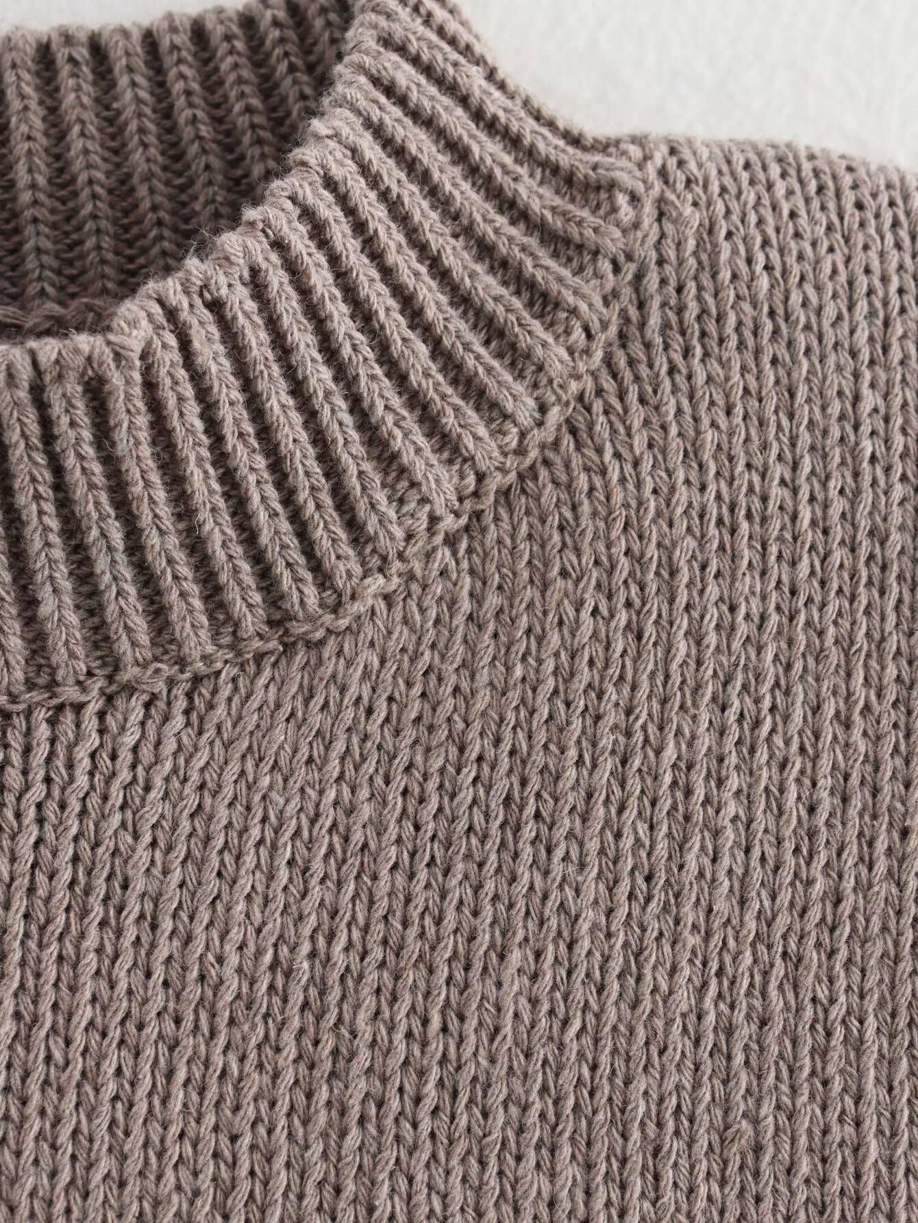 Khaki Stylish French Fringed Crewneck Knitted Vest for wholesale on Faire4