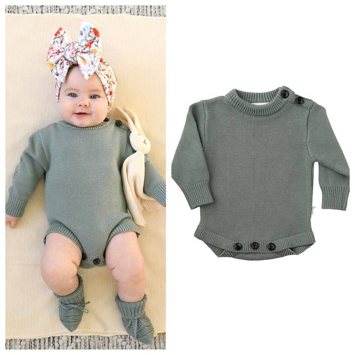 Eucalyptus KNIT BUBBLE Baby Pullover Keepsake Outfit for wholesale by Gigi and Max