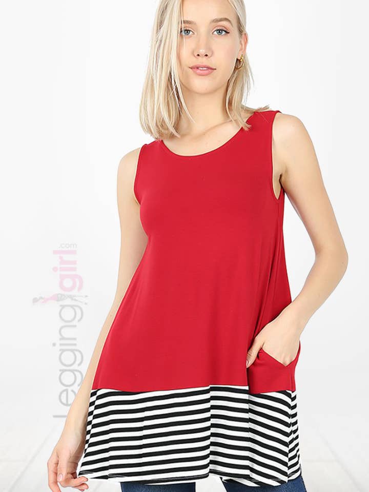 Haut tunique Karen - Rouge/Noir pour la vente par LeggingGirl.com